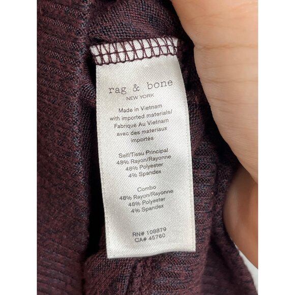 Rag & Bone Ribbed Shoulder Hem Round Neck‎ Long Sleeve Shirt Maroon Black Medium - Picture 5 of 8